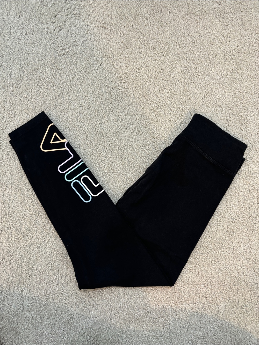 Fila Black Logo Jeggings with Multicolor Outline
